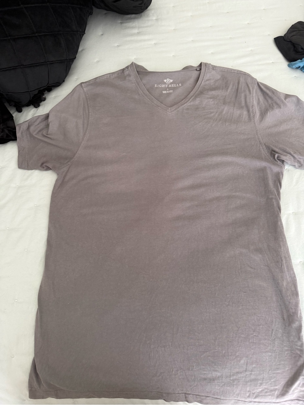 Eight Bells Men's V-Neck T-Shirt in Taupe